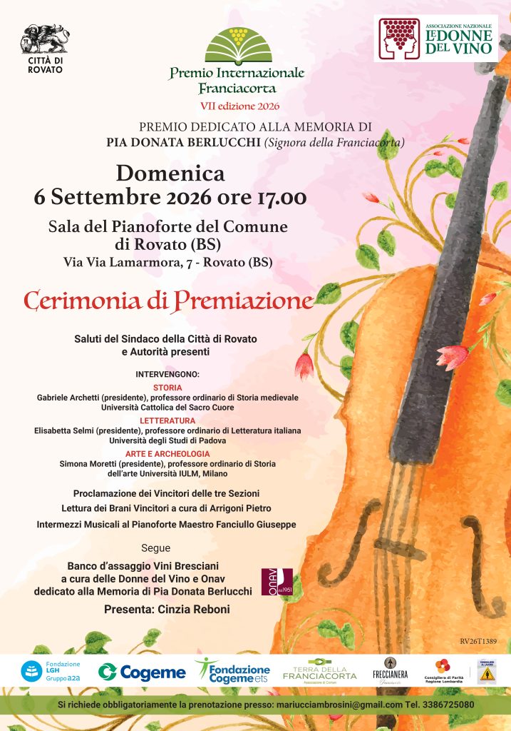 Locandina della Cerimonia di Premiazione VII edizione Premio Internazionale Franciacorta