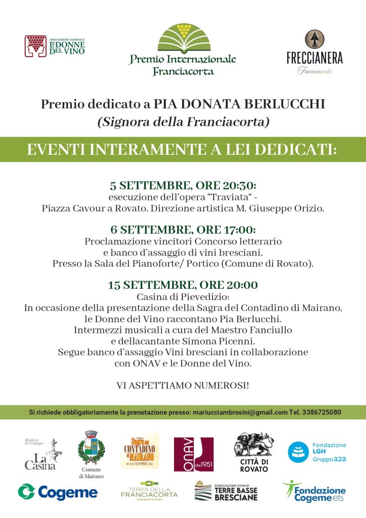 Locandina degli eventi dedicati a Pia Donata Berlucchi